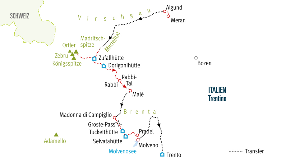 Alpenüberquerung auf dem E5 2. Etappe Karte