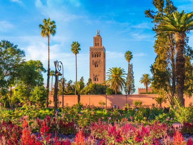 Blick auf die Koutoubia Moschee in Marrakesch
