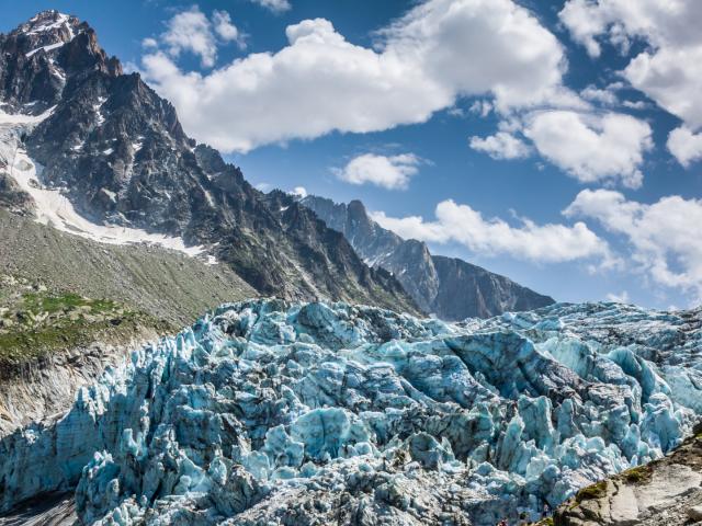 Gletscherbruch im Mont Blanc Gebiet bei Chamonix