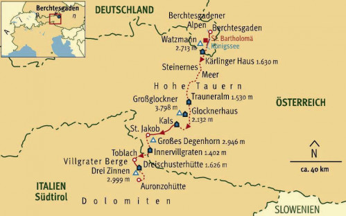 Alpenüberquerung vom Königssee in den Berchtesgadener Alpen zu den Drei