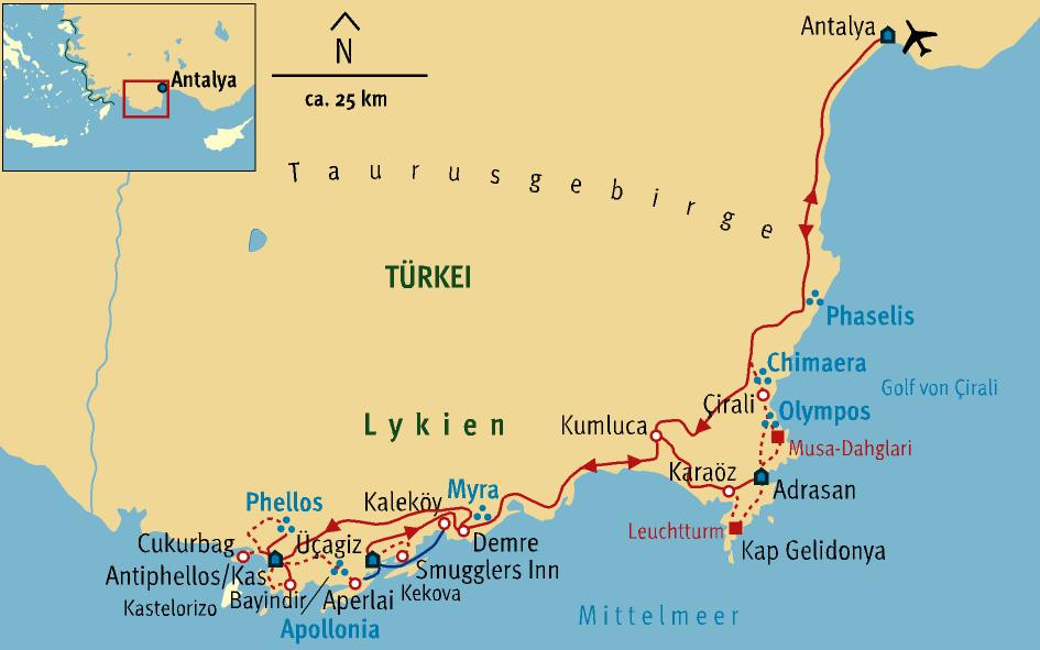 Lykischer Weg – Tageswanderungen entlang der türkischen Mittelmeerküste