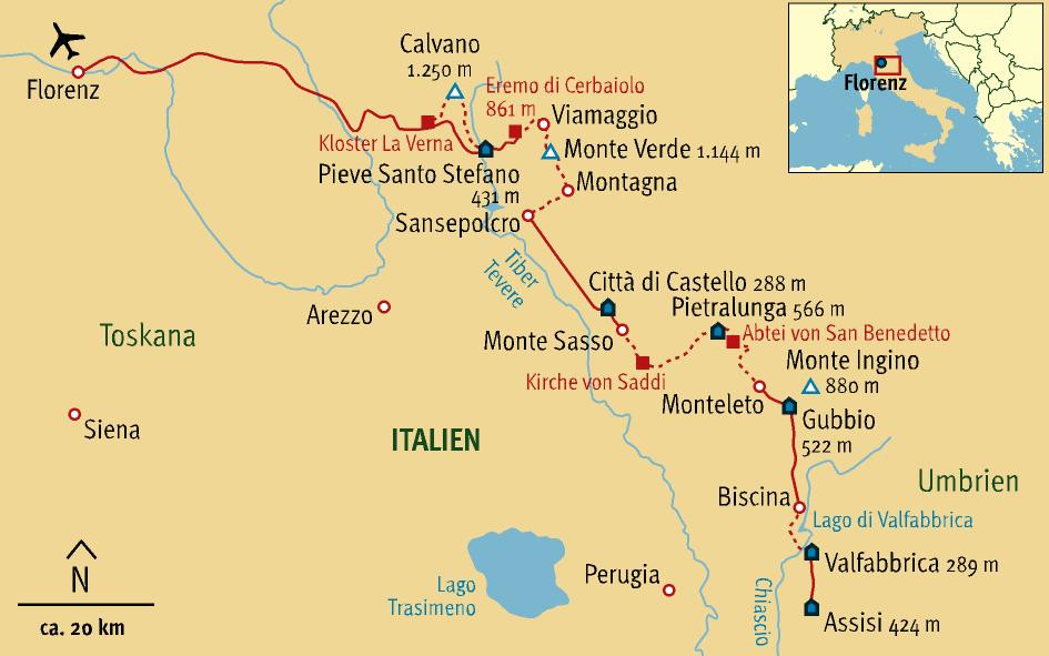 Franziskusweg – Von La Verna bis Assisi, auf den Spuren des Heiligen