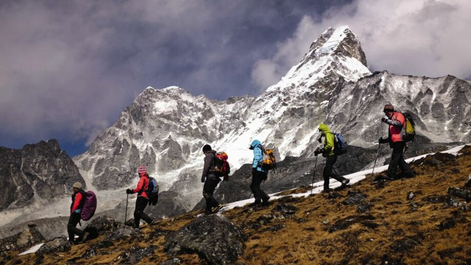 Bergsteiger Gruppe im Hintergrund der Everest