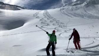 Skibergsteiger*in auf der Haute Route Osttirol.