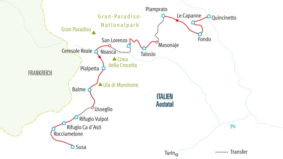 3. Etappe Karte der Grande Traversata delle Alpi AQGTA3
