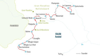3. Etappe Karte der Grande Traversata delle Alpi AQGTA3