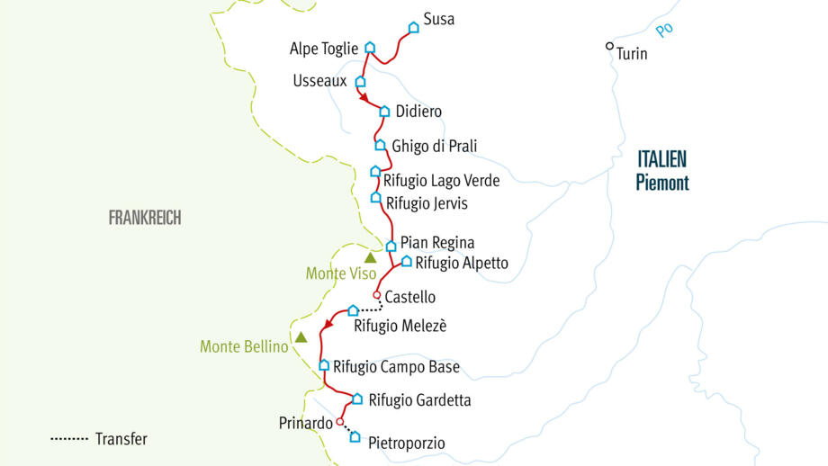 Karte der 4. Etappe der Grande Traversata delle Alpi AQGTA4