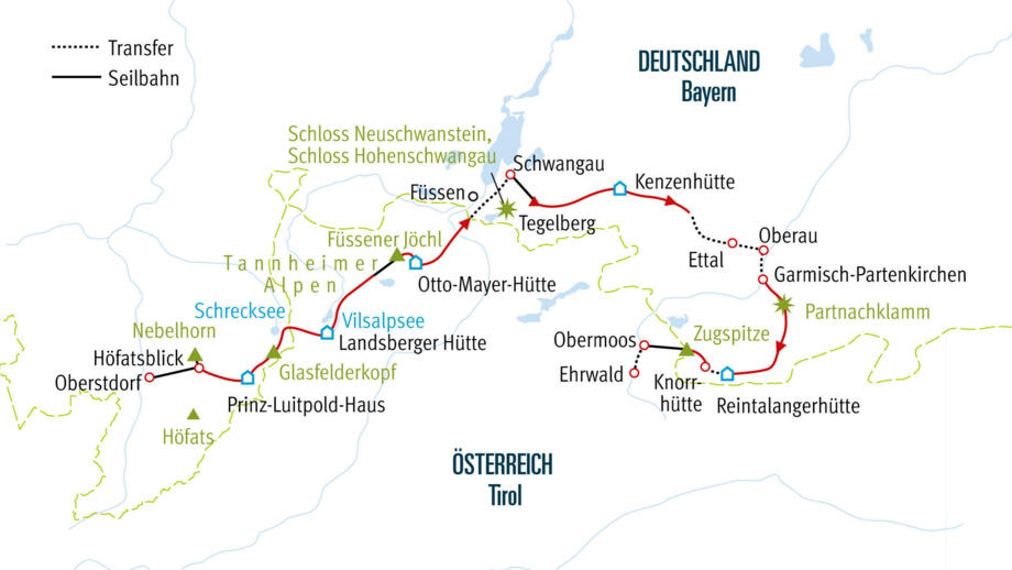 Karte HWOBZUG Wanderung von Oberstdorf auf die Zugspitze
