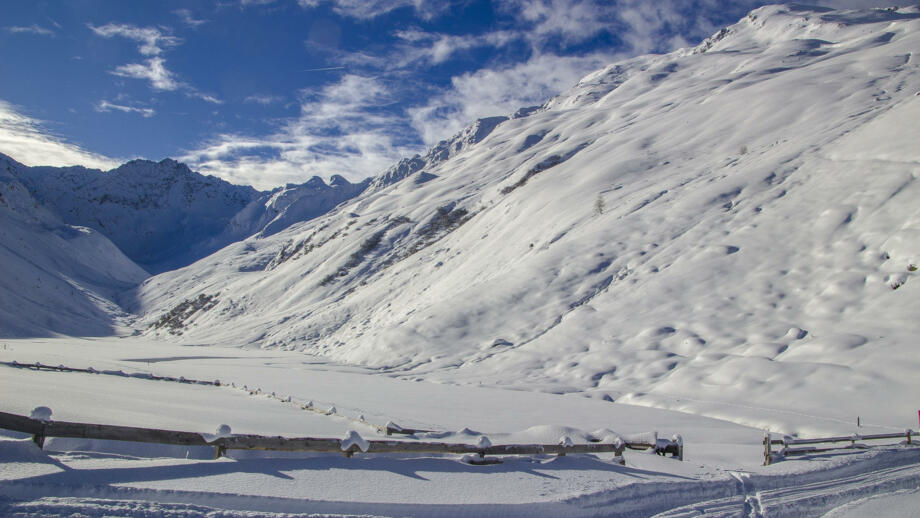 verschneite Hänge im Fotschertal rund um die Potsdamer Hütte