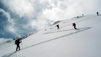 Aufstiegsspur bei Skitour rund um die Potsdamer Hütte