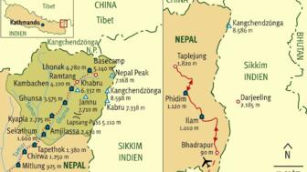 Karte rund um Nepal