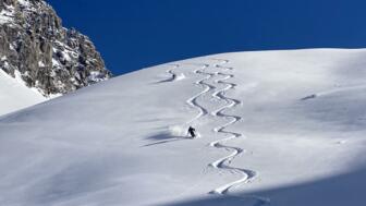 Abfahren im Pulverschnee