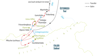 Karte HWZIL1 1. Etappe vom Berliner Höhenweg im Zillertal