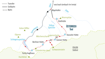Karte HWZIL2 Berliner Höhenweg zweite Etappe mit Schwarzenstein
