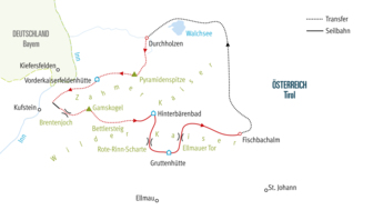 Karte KSWWF Klettersteig Wanderungen im Wilden Kaiser WWF
