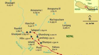 Karte rund um Nepal