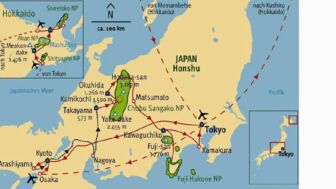 Japan Inseln Honshu und Hokkaido Karte