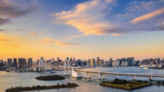 Tokyo Häusermeer Hafen Brücke