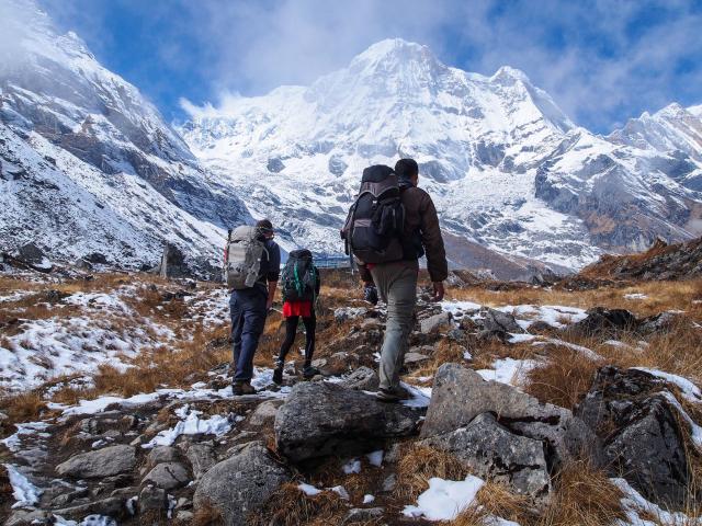 Wanderer im Annapurnagebiet zum Annapurna Basecamp