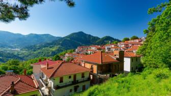 Blick auf Metsovo im Pindos Gebirge