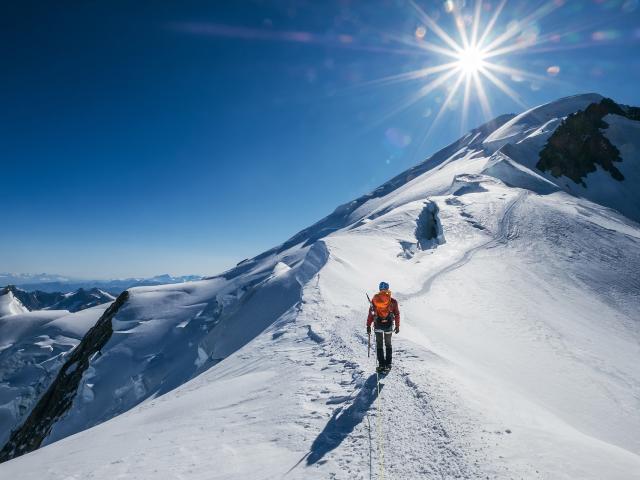 Bergsportler auf dem Weg zum Mont Blanc