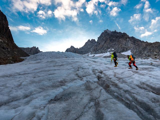 Aufstieg am Gletscher zum Gipfel