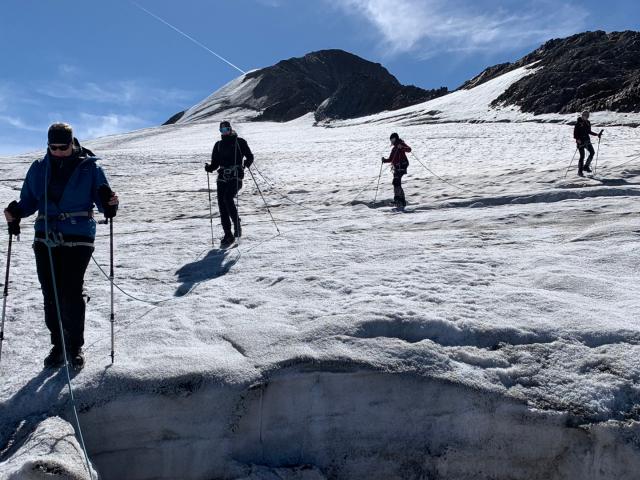 Seilschaft auf dem Gletscher, unterwegs zum Similaun