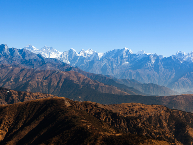 Prächtiges Panorama auf die Bergkette des Himalaya