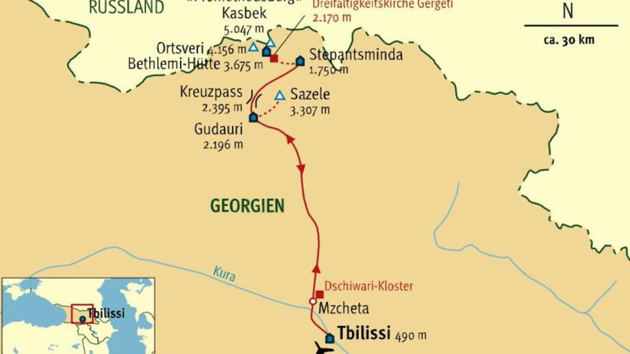 Karte Georgien Kasbek Ski