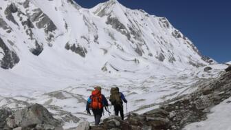 Bergsteiger im Manaslu Tal