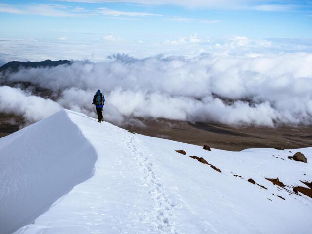 Aufstieg über Schnee und Eis zum Gipfel des Chimborazo