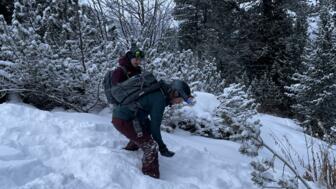 LVS-Suche bzw. Training beim Snowboardkurs im Kühtai