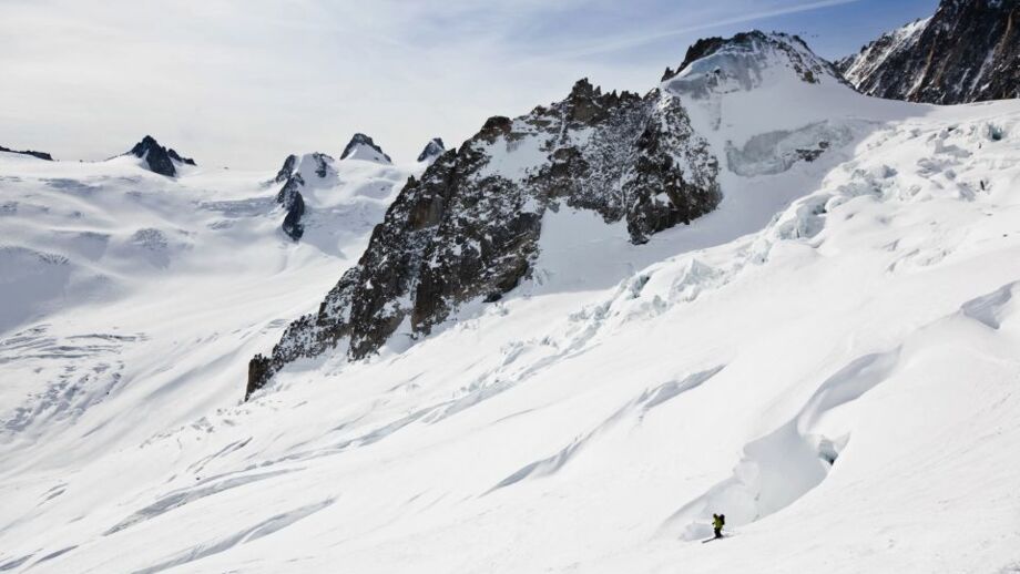 Freerider inmitten von Gletscher