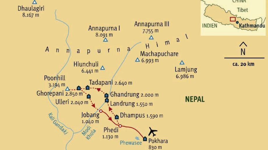 Karte des Annapurnagebiet