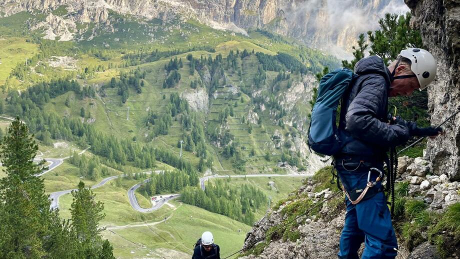 Ausstieg aus einem Klettersteig in an Sella und Langkofel