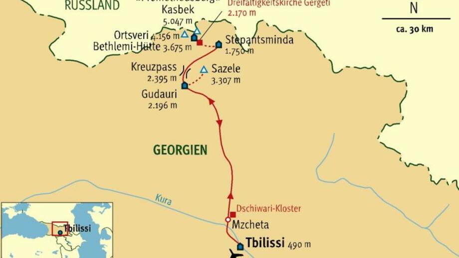 Karte Georgien Kasbek Ski
