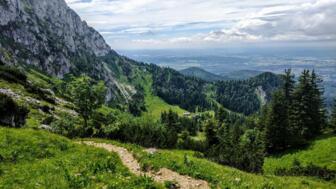 Ein Pfad am Benediktenwand, einen markanten Bergrücken in den Bayerischen Voralpen.