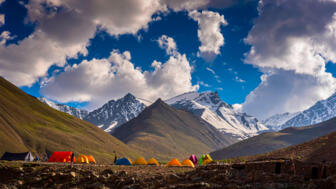 Zeltlager unter deem sechstausender Stok Kangri in Ladakh