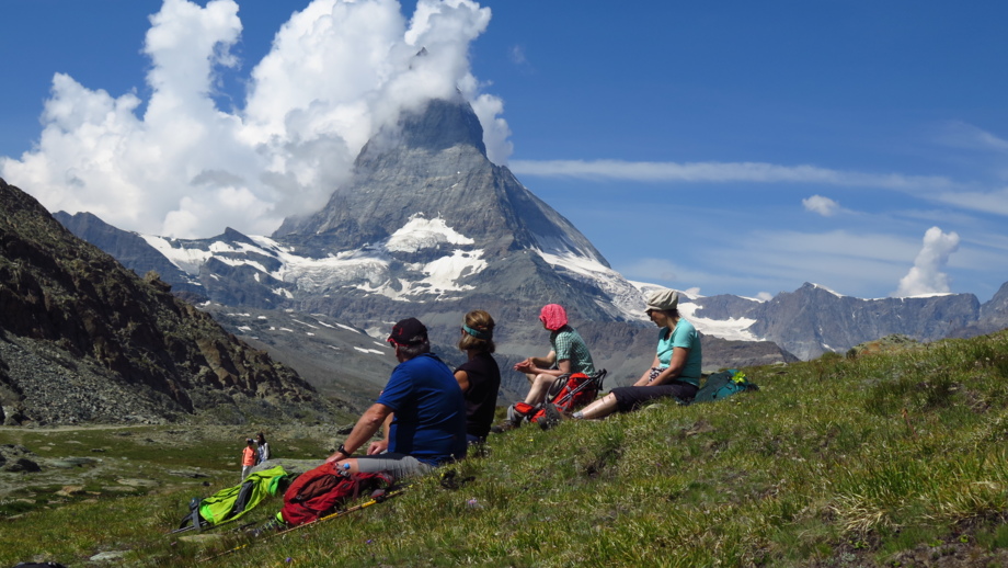 Pause mit Ausblick auf Matterhorn