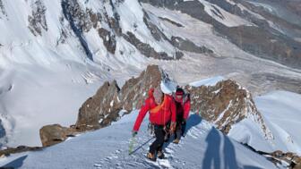 Dufourspitze, am Grat unterwegs