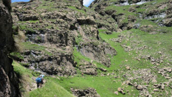 Wanderer in den Drakensbergen, Amphitheatre
