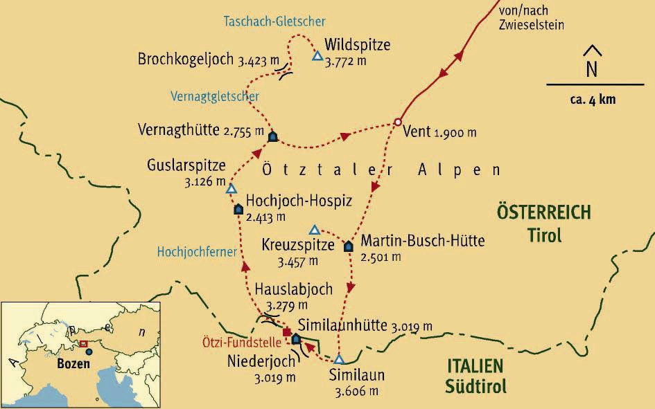 Schneeschuh-Durchquerung in „Ötzis” Reich bis auf die Wildspitze, 3772